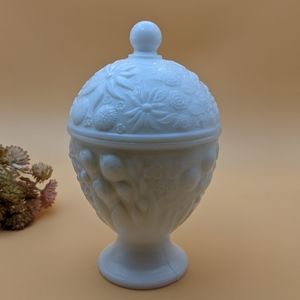 VTG Avon Milk Glass Candy Dish with Lid